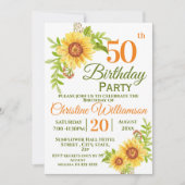 50e Verjaardag Party Bloemen Zonnebloem Kaart (Voorkant)