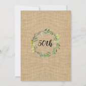 50e Verjaardag Party Burlap Greenery Krans Uitnodi Kaart (Achterkant)