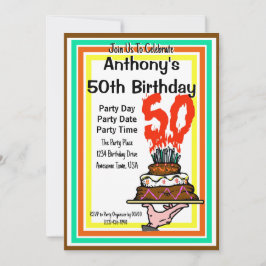 50e verjaardag Party Chocolade Cake Retro Kleuren Kaart