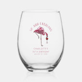 50e Verjaardag Party Flamingo Nieuwigheid Custom Wijnglas Zonder Voet (Voorkant)