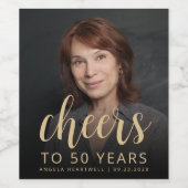 50e verjaardag Party Foto Proost Wijn Etiket (Enkel label)