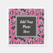 50e verjaardag Party Foto Roze Zwarte Ballonnen Servetten (Voorkant)