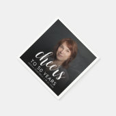 50e verjaardag Party Foto Wit Script Cheers Servet (Hoek)