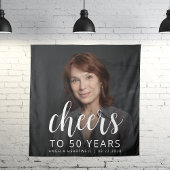 50e verjaardag Party Foto Wit Script Cheers Wandkleed