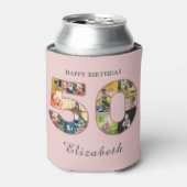 50e verjaardag Party Fotocollage Dusty Blush Roze Blikjeskoeler (Blikje Voorkant)