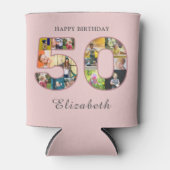 50e verjaardag Party Fotocollage Dusty Blush Roze Blikjeskoeler (Voorkant)