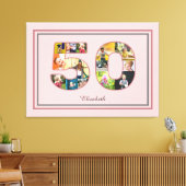 50e verjaardag Party Fotocollage Dusty Blush Roze Canvas Afdruk (Insitu (Woonkamer))
