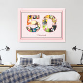 50e verjaardag Party Fotocollage Dusty Blush Roze Canvas Afdruk (Insitu (Slaapkamer))