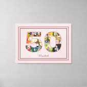50e verjaardag Party Fotocollage Dusty Blush Roze Canvas Afdruk (Voorkant)