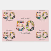 50e verjaardag Party Fotocollage Dusty Blush Roze Inpakpapier Vel (Voorkant 3)