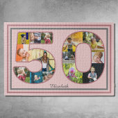 50e verjaardag Party Fotocollage Dusty Blush Roze Legpuzzel