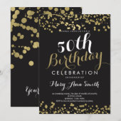 50e Verjaardag Party Gold Foil Look Confetti Kaart (Voorkant / Achterkant)