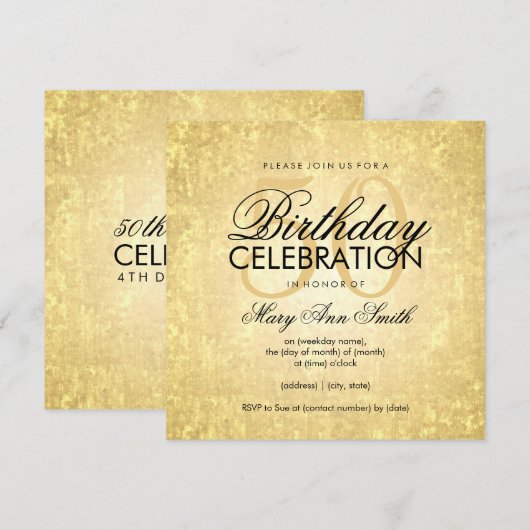 50e Verjaardag Party Gold Foil Look Confetti Stars Kaart (Voorkant / Achterkant)