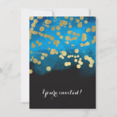 50e Verjaardag Party Gold Glitter Blue Waterverf Kaart (Achterkant)