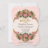 50e Verjaardag Party Gold Glitter  Rozen Kaart (Voorkant)