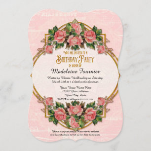50e Verjaardag Party Gold Glitter Rozen Kaart