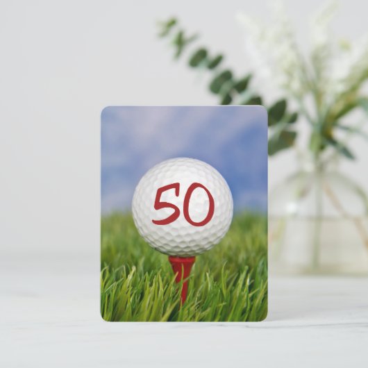 50e verjaardag Party Golf thema Kaart (Staand voorkant)
