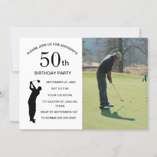 50e Verjaardag Party Golfer Dad Par Golf Foto Kaart