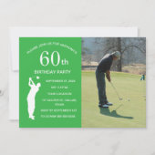 50e Verjaardag Party Golfer Green Par Golf Foto Kaart (Voorkant)