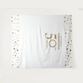 50e Verjaardag Party Goud Wit Confetti achtergrond Wandkleed (Voorkant (horizontaal))