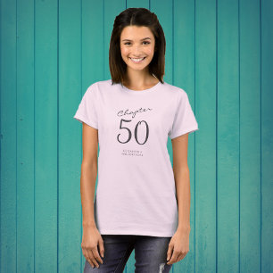 50e verjaardag Party grijs script roze T-shirt