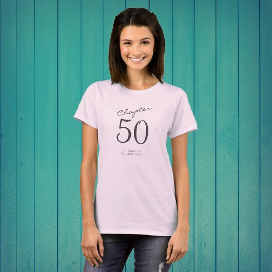 50e verjaardag Party grijs script roze T-shirt