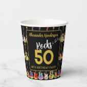 50e verjaardag Party Guitar Rock gepersonaliseerd Papieren Bekers (Achterkant)