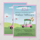 50e verjaardag Party Lady Golfer thema uitnodiging (Voorkant / Achterkant)