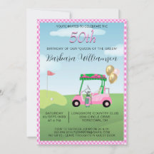 50e verjaardag Party Lady Golfer thema uitnodiging