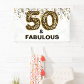 50e Verjaardag Party Leopard Print Spandoek (Insitu)
