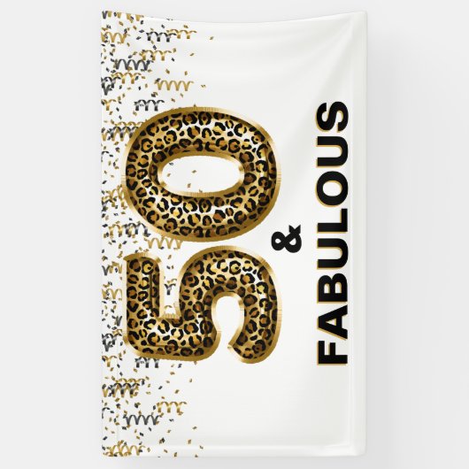 50e Verjaardag Party Leopard Print Spandoek (Verticaal)