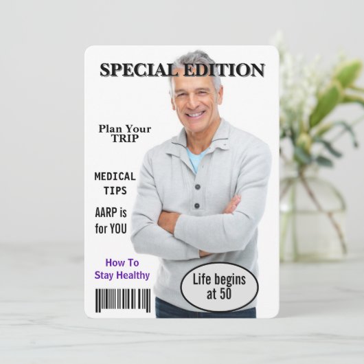 50e verjaardag Party Magazine Hoesje Uitnodiging (Staand voorkant)