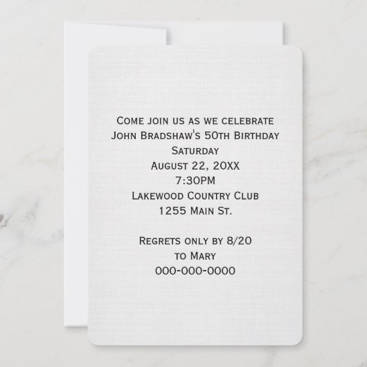 50e verjaardag Party Magazine Hoesje Uitnodiging (Achterkant)