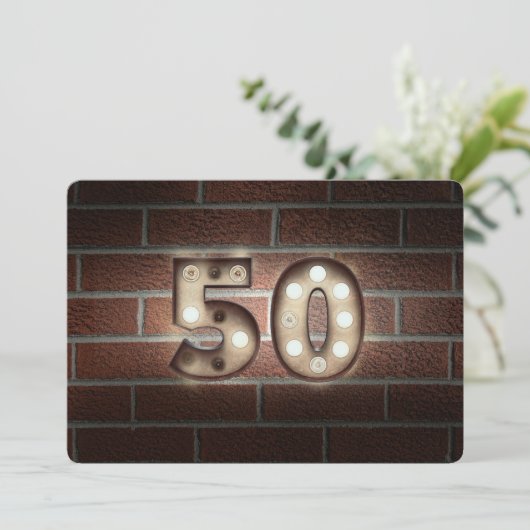 50e verjaardag Party-markquee verlichting op bakst Kaart (Staand voorkant)