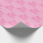 50e verjaardag Party Naam Roze Modern Patroon Cadeaupapier (Hoek)