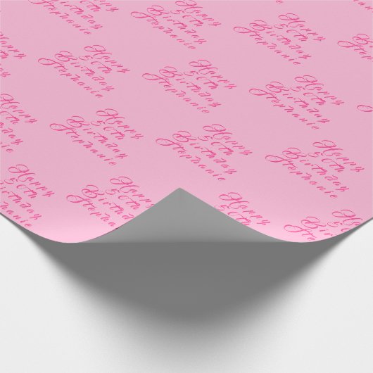 50e verjaardag Party Naam Roze Modern Patroon Cadeaupapier (Hoek)