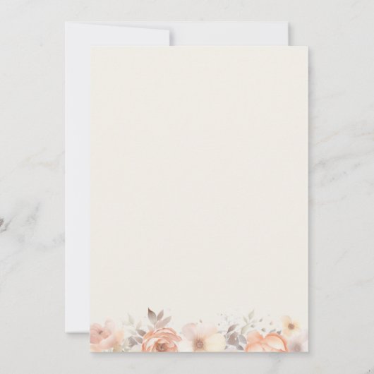 50e Verjaardag Party Perzik Ivoor Bloemen Kaart (Achterkant)