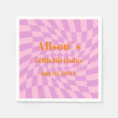 50e Verjaardag Party Retro Check Papier servet (Voorkant)