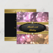 50e Verjaardag Party Roze Goud Zwarte Diamant Kaart (Voorkant / Achterkant)