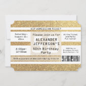50e verjaardag Party Ticket Shaped Gold Sparkle Kaart (Voorkant)