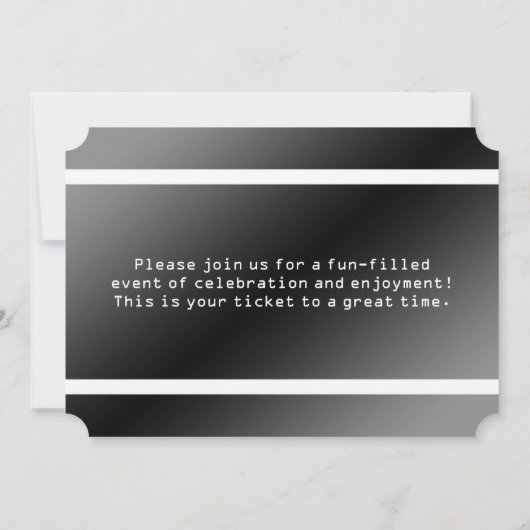 50e verjaardag Party Ticket Shaped Kaart (Achterkant)