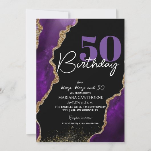 50e verjaardag Party Uitnodiging Agaat 50e verjaar (Voorkant)