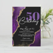 50e verjaardag Party Uitnodiging Agaat 50e verjaar (Staand voorkant)