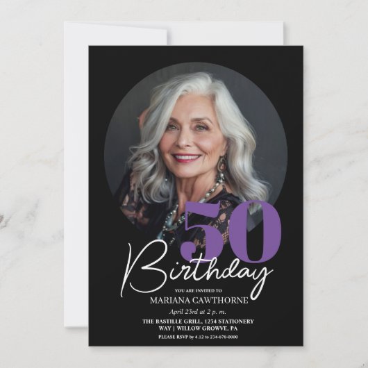 50e verjaardag Party Uitnodiging Foto 50e verjaard (Voorkant)