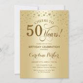 50e verjaardag Party uitnodiging - Goud (Voorkant)
