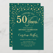 50e verjaardag Party uitnodiging - Goud Groen (Voorkant / Achterkant)