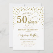 50e verjaardag Party uitnodiging - Goud Wit (Voorkant)
