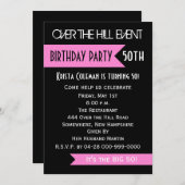 50e verjaardag Party uitnodiging Roze Over de Heuv (Voorkant / Achterkant)