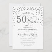 50e verjaardag Party uitnodiging - Zilver Wit (Voorkant)