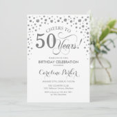 50e verjaardag Party uitnodiging - Zilver Wit (Staand voorkant)